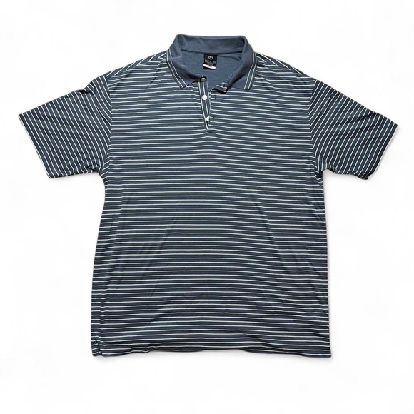 Vintage Y2K Nike Golf Men’s XL Gray White Striped Polo Shirt Dri-Fit Performance - Picture 1 of 8